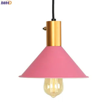 

IWHD Loft LED Pendant Lights Nordic Colorful Vintage Industrial Hanglamp Iron Retro Fixtures Home Lighting Luminaire Suspendu