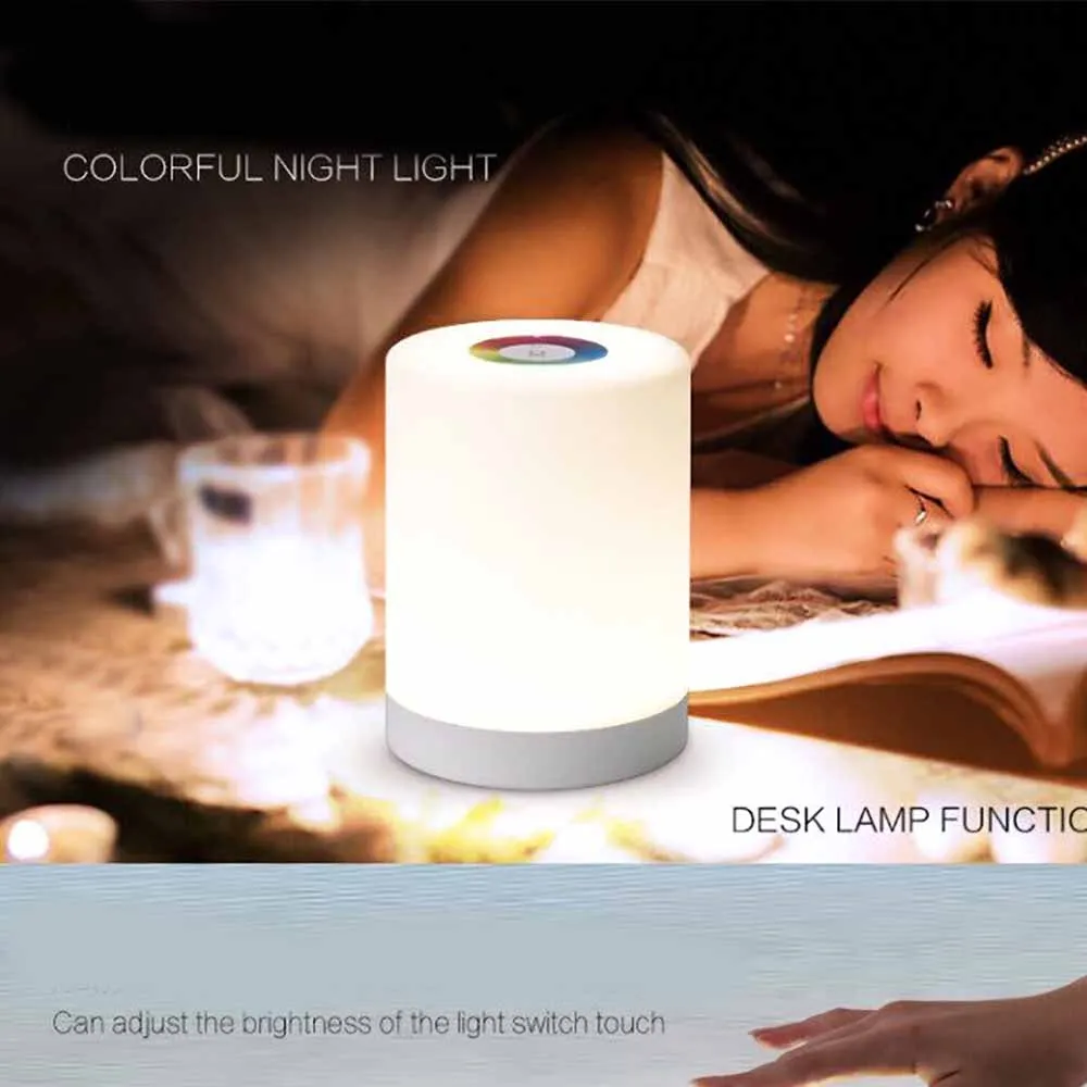 Control táctil LED RGB luz noche de induccion lampara Dimmer inteligente lámpara de cabecera regulable RGB cambio de Color rec Control táctil LED RGB luz noche de induccion lampara Dimmer inteligente lámpara de cabecera regulable RGB cambio de Color rec