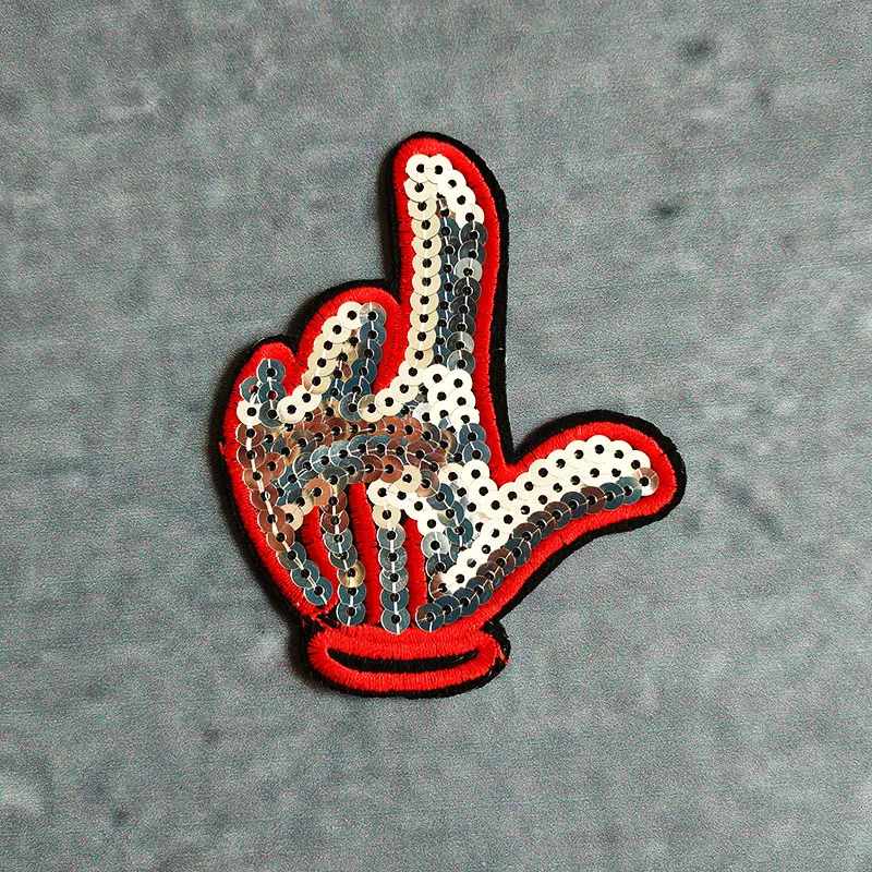 Hand Sequin Patches 8*9cm Embroidered Appliqued Sew Iron on For