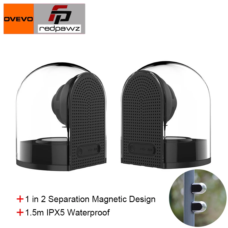 

2018 OVEVO D18 3D 1 in 2 Magnet Bluetooth 4.2 Speakers with Mic Transparent Home Stereo Surround HiFi Phone PC Outdoor Speaker