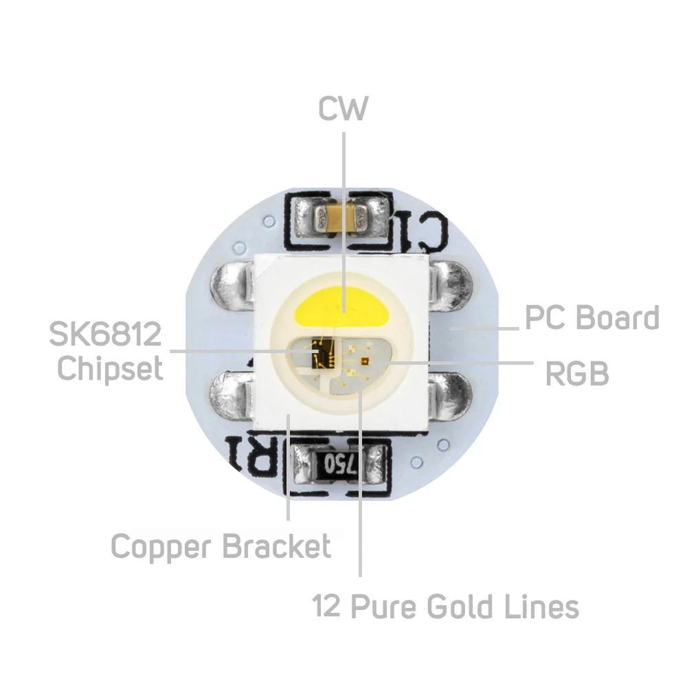 10 ~ 200 шт. WS2812B RGB светодиодный чип с радиаторной платой мм * 3 черный/белый PCB SK6812 5050