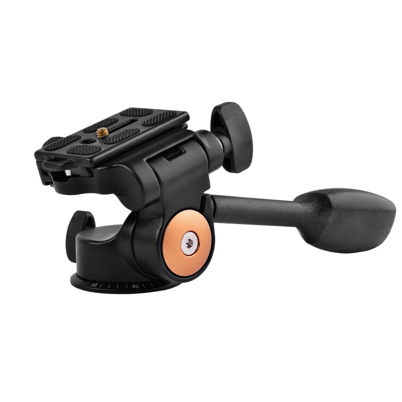 QZSD Q08 Aluminum 3 Way Fluid Head Rocker Arm Video Tripod Ball Head Quick Release Plate