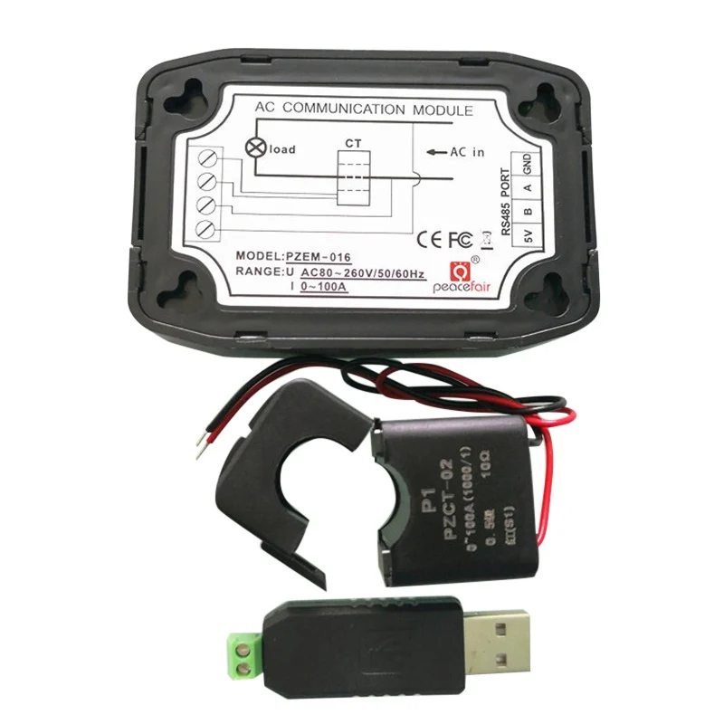 Однофазное реле ватт энергии метр с Разделение CT и USB RS485 Modbus 220 V 100A напряжение, Частота тока Мощность фактор измеритель kwh