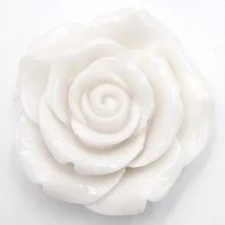 Lovely Pink Resin Flower Beads for Handmade Jewelry - 10pcs Set (White)