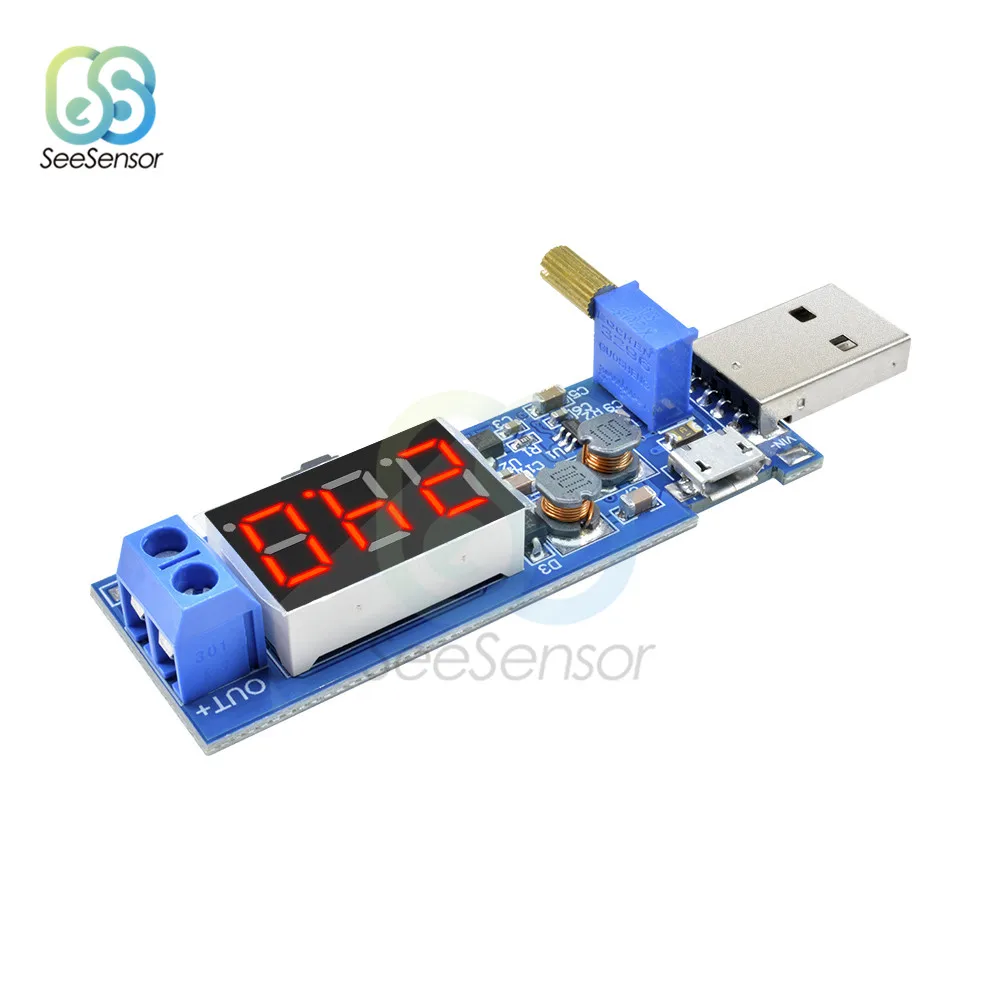 DC-DC 5V to 1.2-24V Micro USB Step UP/Down Power Supply Module Adjustable Boost Buck Converter LED Digital Display