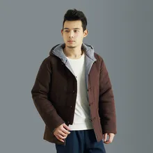 Winter chinesischen retro männer jacke doppelseitige lässig mit kapuze mantel männer dicke warme parkas leinen baumwolle jacke Q759