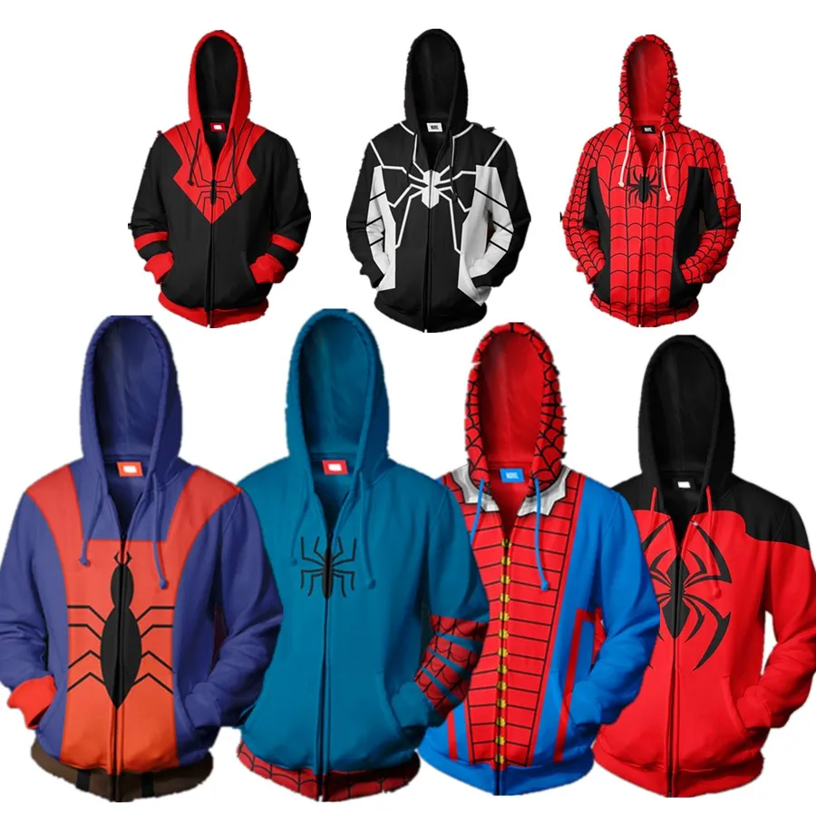 

Avengers: Endgame Spider man Costume Movie Spiderman Into the Spider-Verse Cosplay Hoodie Sweatshirt Jacket Coats New 2019