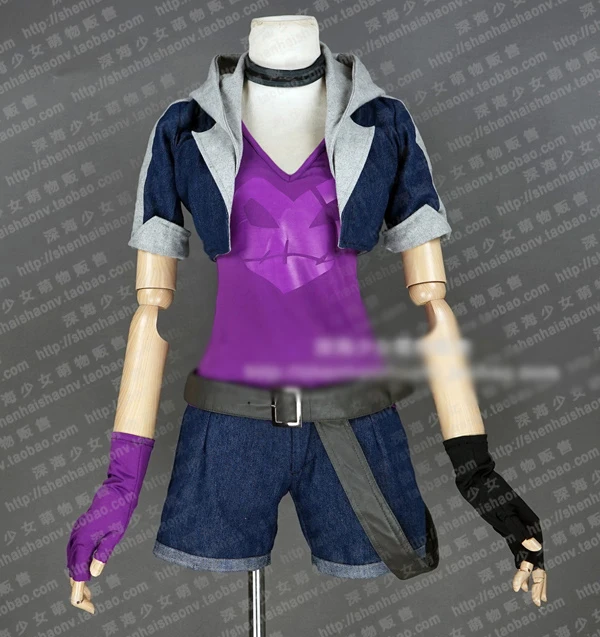 

Jinx Cosplay Costume Halloween Uniform Outfit Shirt+Coat+Neck+Belt+Pants+Socks+Gloves Custom-made