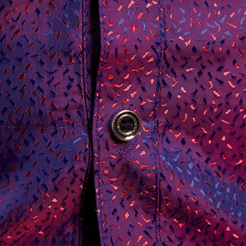 الحرير الحرير قميص سهرة قميص الرجال 2018 جديد السلس لامعة الذهب دوت طباعة قمصان عادية سليم صالح قميص الأرجواني الزفاف