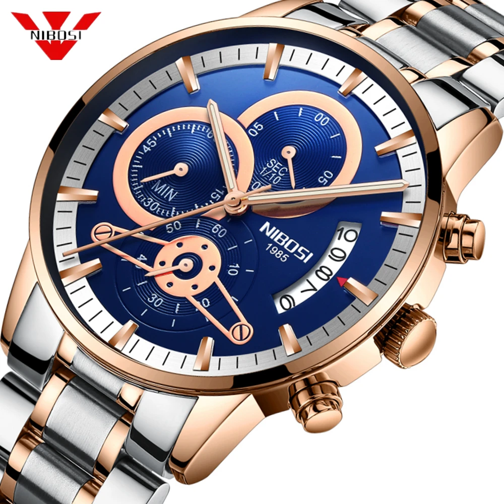 

NIBOSI Watch Men Brand Luxury Fashion Quartz Sports Watch Men's Steel Military Clock Waterproof Gold Watch Men Relogio Masculino