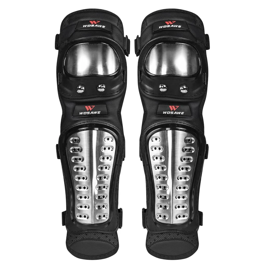 2 Pieces Unisex Adults Knee Shin Armor Protector Guard Pads Black for Bike Motorcycle