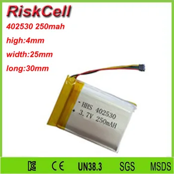 

Free shipping 3.7V 250mah 402530 Lithium Polymer Li-Po Rechargeable Battery For Mp3 MP4 MP5 GPS PSP mobile Pocket PC e-books