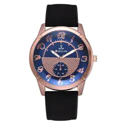 Модные для мужчин кварцевые часы Высокое качество кожа Blu Ray стеклянные наручные часы кожа мужские часы по дропшиппингу