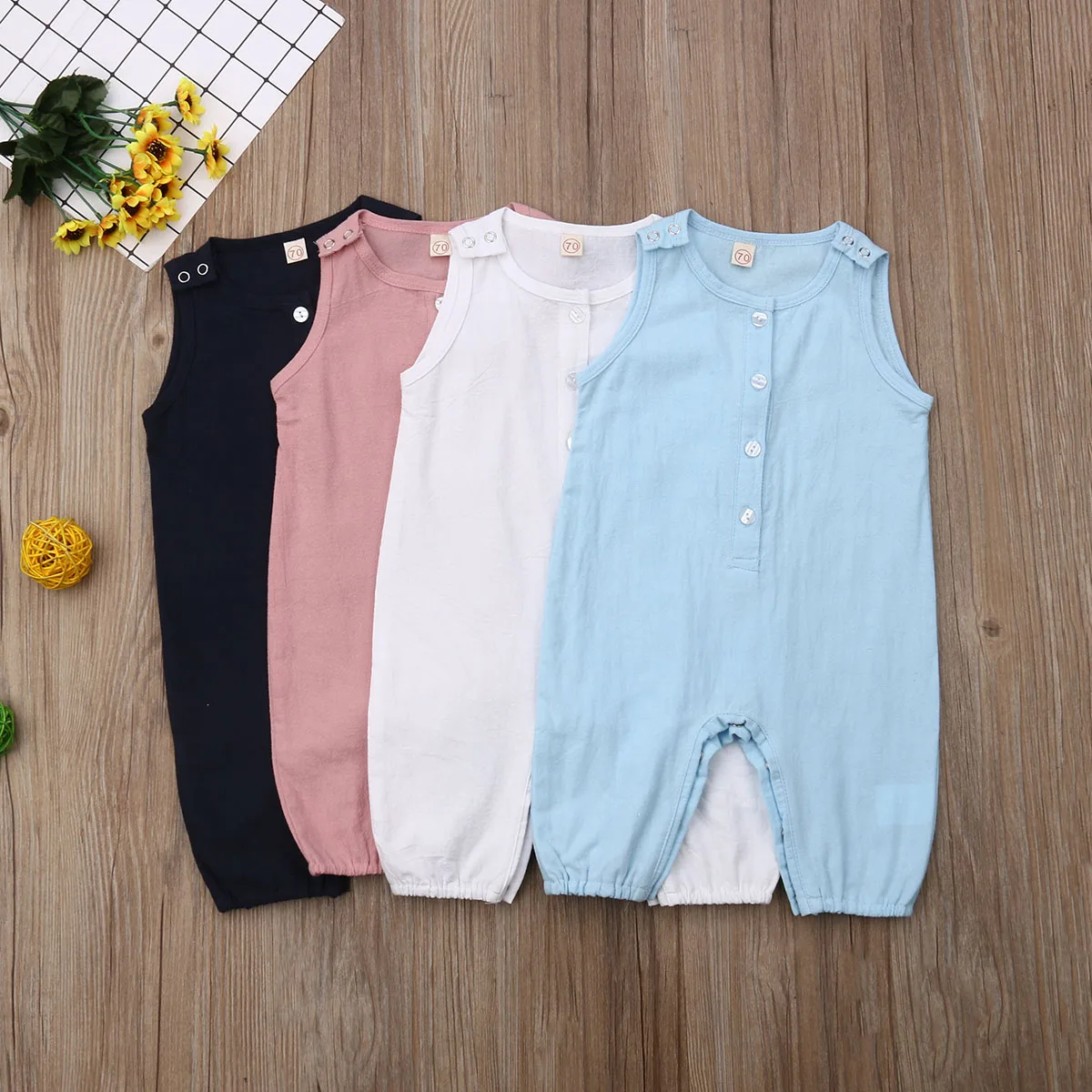 

Newborn Baby Girl Boy Solid Plain Romper Bodysuit Jumpsuit Summer Outfit Clothes Cotton Romper Bodysuit Jumpsuit Outfit Clothes
