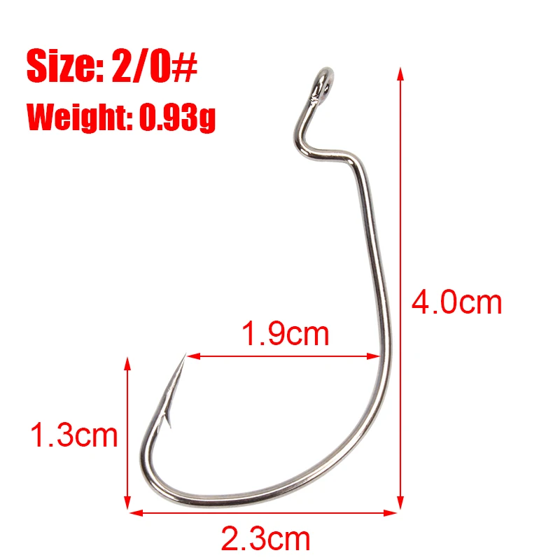 10/20 штук набор рыболовных крючков из углеродистой Сталь широкая заводная рукоятка офсетная печать рыболовный крючок для Мягкая приманка в виде червей с зазубринами для ловли карпа рыболовные снасти аксессуары - Цвет: Size 2-0