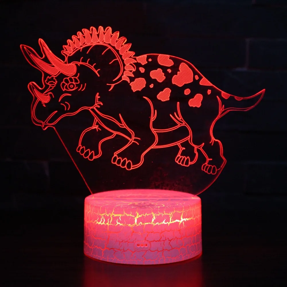 Динозавр 3D светодиодный светильник лава лампа 7 цветов сменная голограмма атмосфера Новинка для украшения дома визуальная Иллюзия подарок