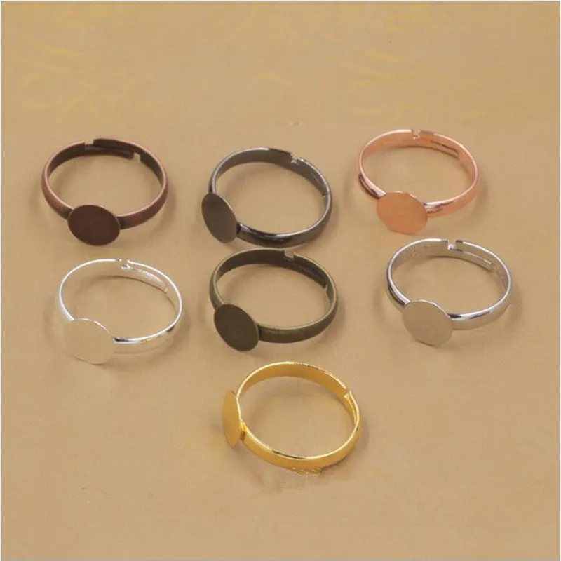 

10Pcs Ring Blanks Adjustable Ring Cameo Base 6/8/10mm Pad for Cabochon Supplies To Make Jewelry Diy Accessories Rings Settings