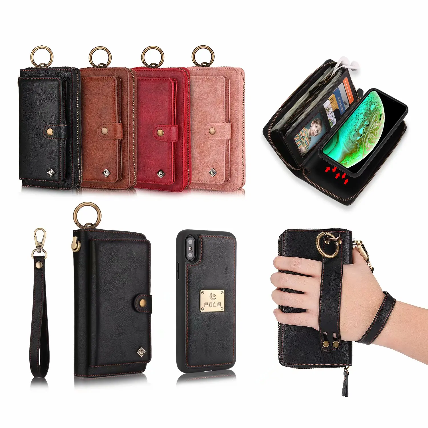 Luxury Wallet Case With Card Pocket For IPhone XS Max Case Business Leather handheld Waist