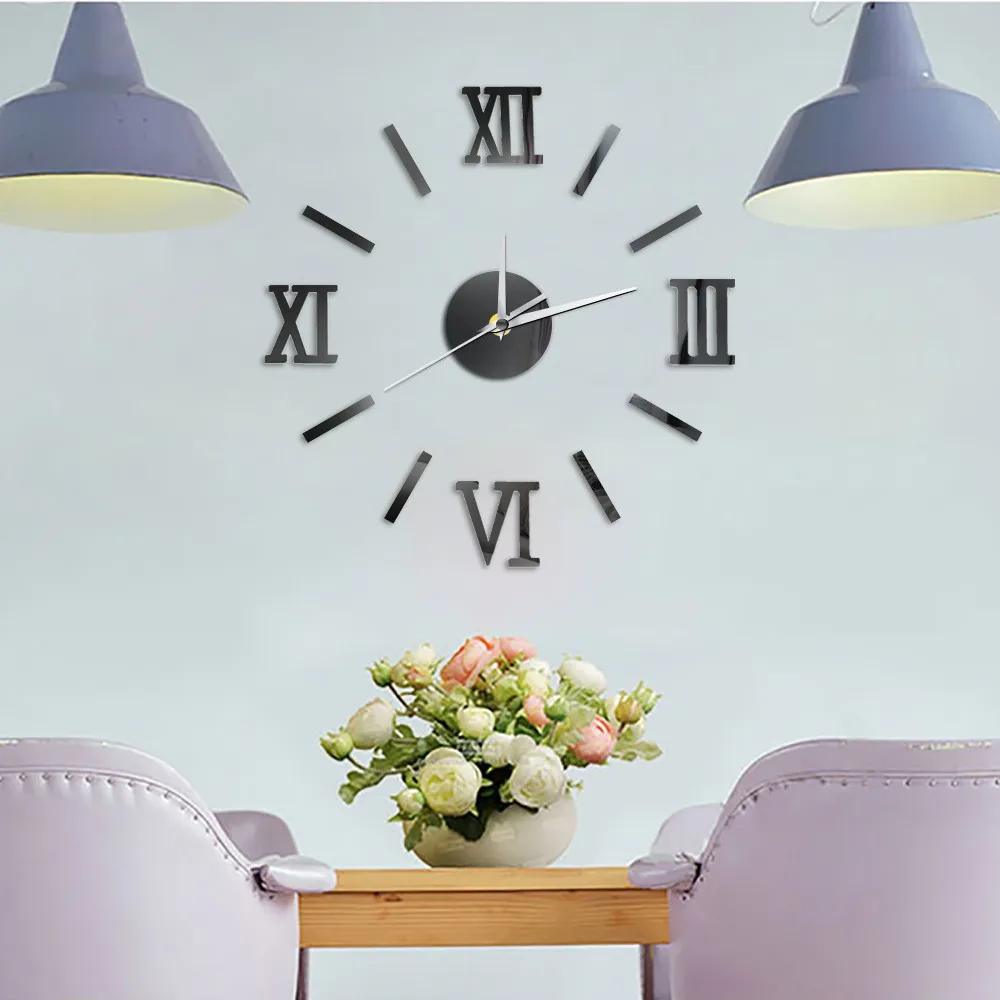 Цифровые настенные часы с римскими цифрами, 3D стикер на стену для дома и офиса, настенные часы Moden, кварцевые настенные часы
