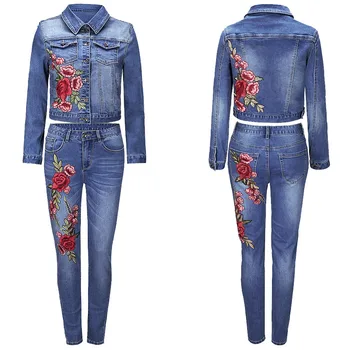 

New 2018 Spring Fashion Cowboy A woolly Slim Demin Coat Woman Long Sleeve Fashion New Outwear Coat One Set
