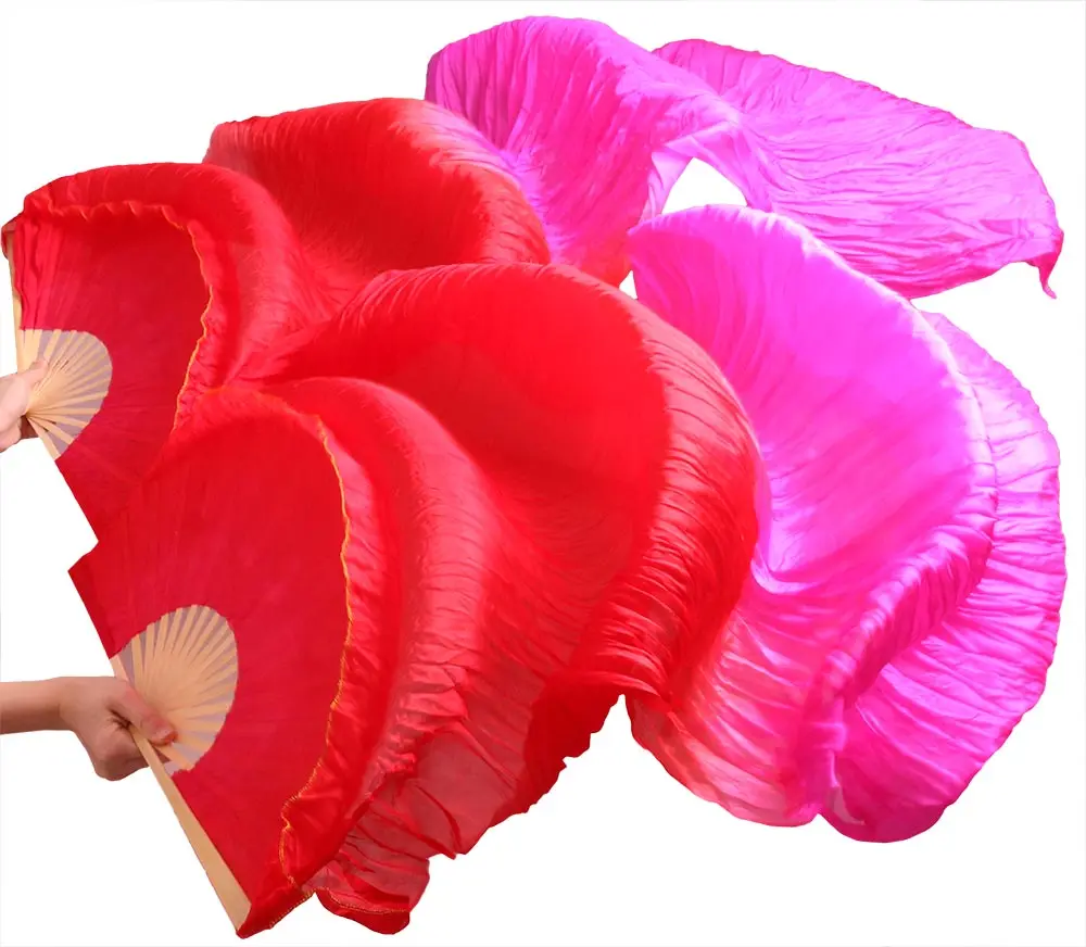 2016 female high quality Chinese silk veils dance fans Pair of belly