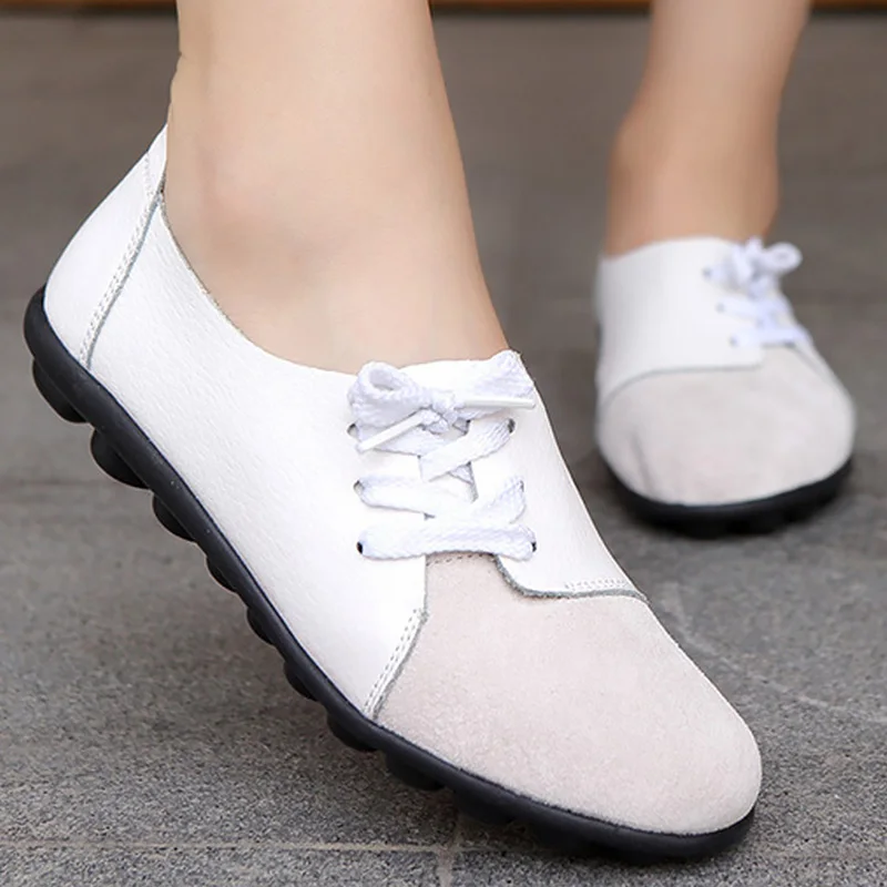 

Flat shoes cross tied women's shoes large size leather adult spring and autumn women's shoes 9 color sailing shoes women models