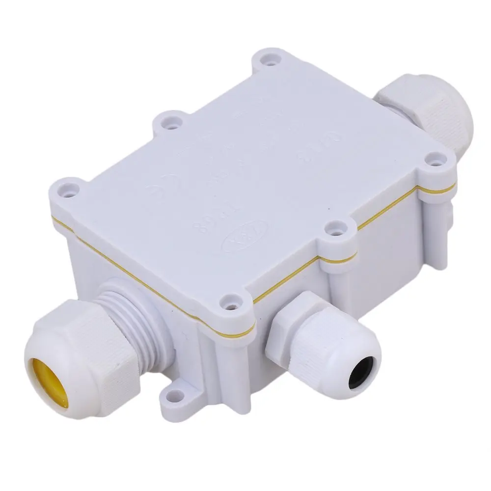 White 3 Way Outdoor Cable Wire Connectors Junction Box IP68 Waterproof