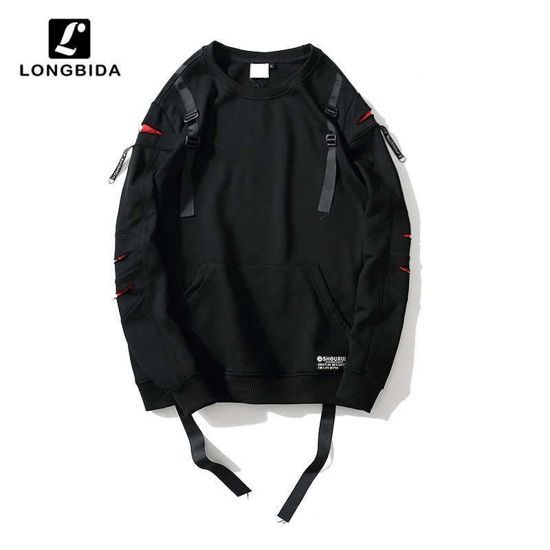 

New High Street Men Hoodies Sweatshirt Hip Hop Cotton Black Male Streetwear Loose Hooded Pullover Harajuku Tracksuit Coat