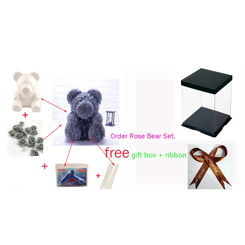 DIY-Rose-Bear-Accessories-Bag-Foam-Bear-Mold-200PCS-PE-Artificial-Rose-Flower-Heads-Rose-Bear