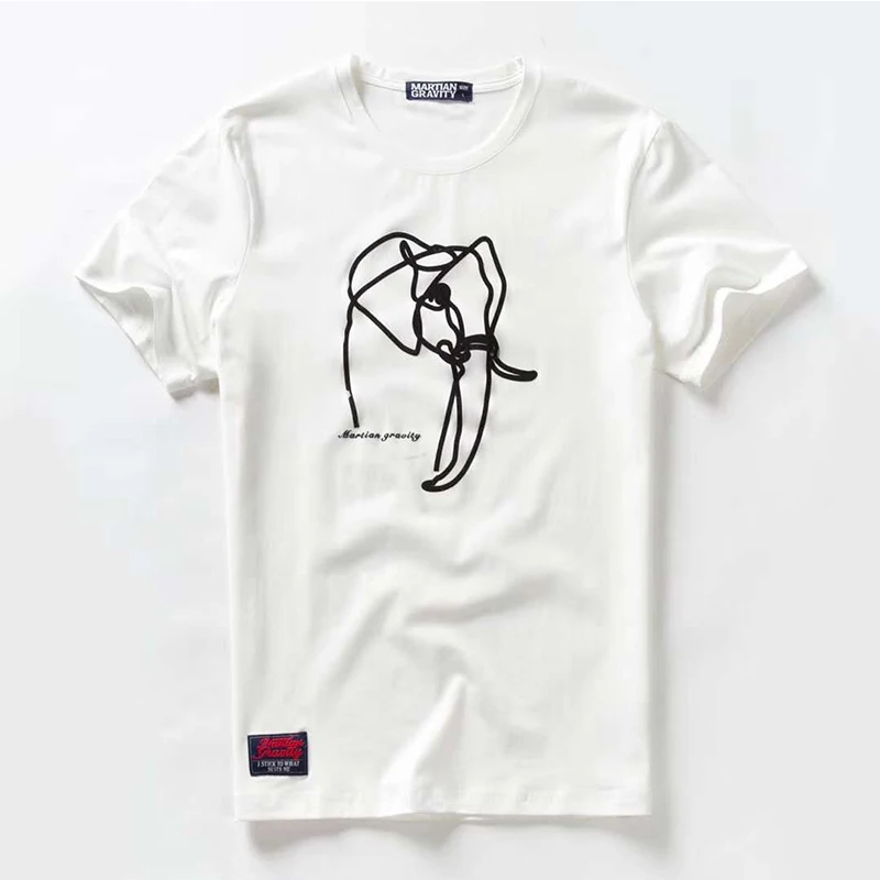 

Vomint Summer New Mens Combed Cotton T-shirts Short Sleeve Solid Color Elephant Stereoscopic Printing T-shirt for Male BP2916