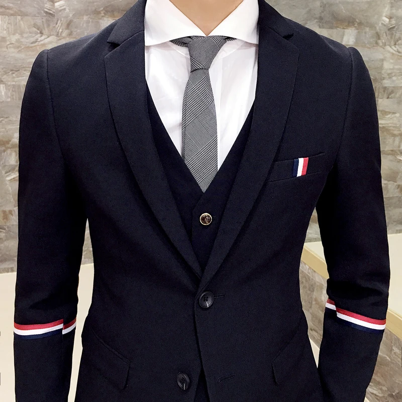 2018 Mens Cotton Fashion Webbing Casual Business Suit Jackets / Men High-end Formal Wedding Dress Groom Suit Blazer ( 1 Piece )