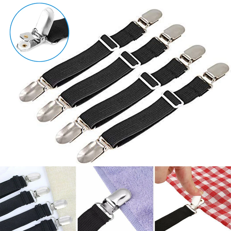 

Metal Elastic adjustable Bed Sheet Clips Belt Fastener Mattress For Bed Sheets Non-slip Clip Blanket Gripper Clip Holder set