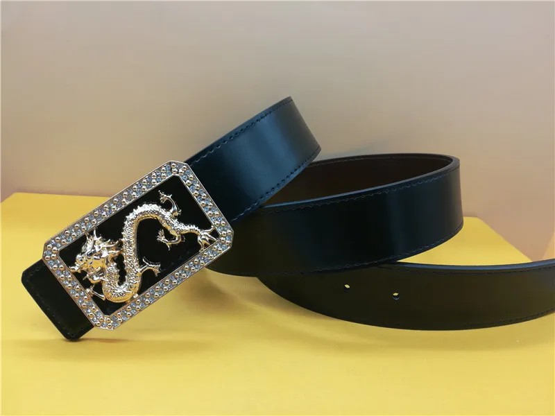 

Розничная продажа, новый ремень с драконом, мужской роскошный брендовый ремень, мужской высококачественный черный кожаный ремень с гладкой пряжкой, ремень с драконом