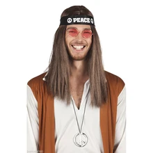 3 шт. набор крутые хиппи 60s 70s мир повязка очки мир ожерелье мужчины нарядное платье Хиппи мальчики солнцезащитные очки необычный декор
