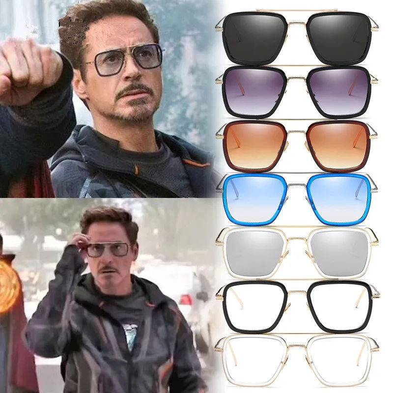 Классические роскошные Мстители Tony Stark Flight стиль мужские солнцезащитные очки мужские панк ретро квадратные стимпанк Солнцезащитные очки Железный человек 3 Matsuda TONY