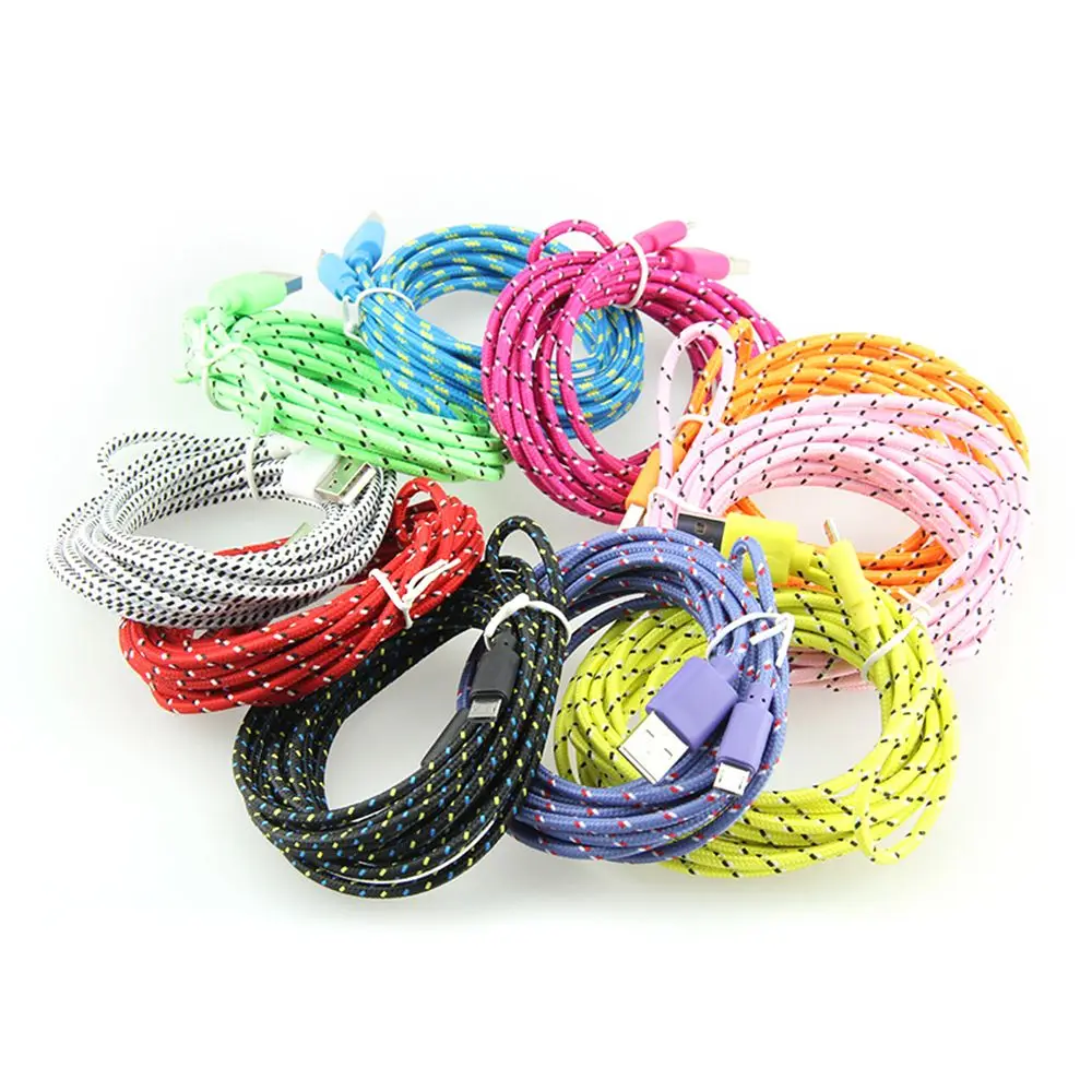 1/2m/3m Micro USB Strong Round Braided Data Sync Charger Cable 5pin v8 For Android/8pin for iphone/for typeC type c usbc 500pcs |