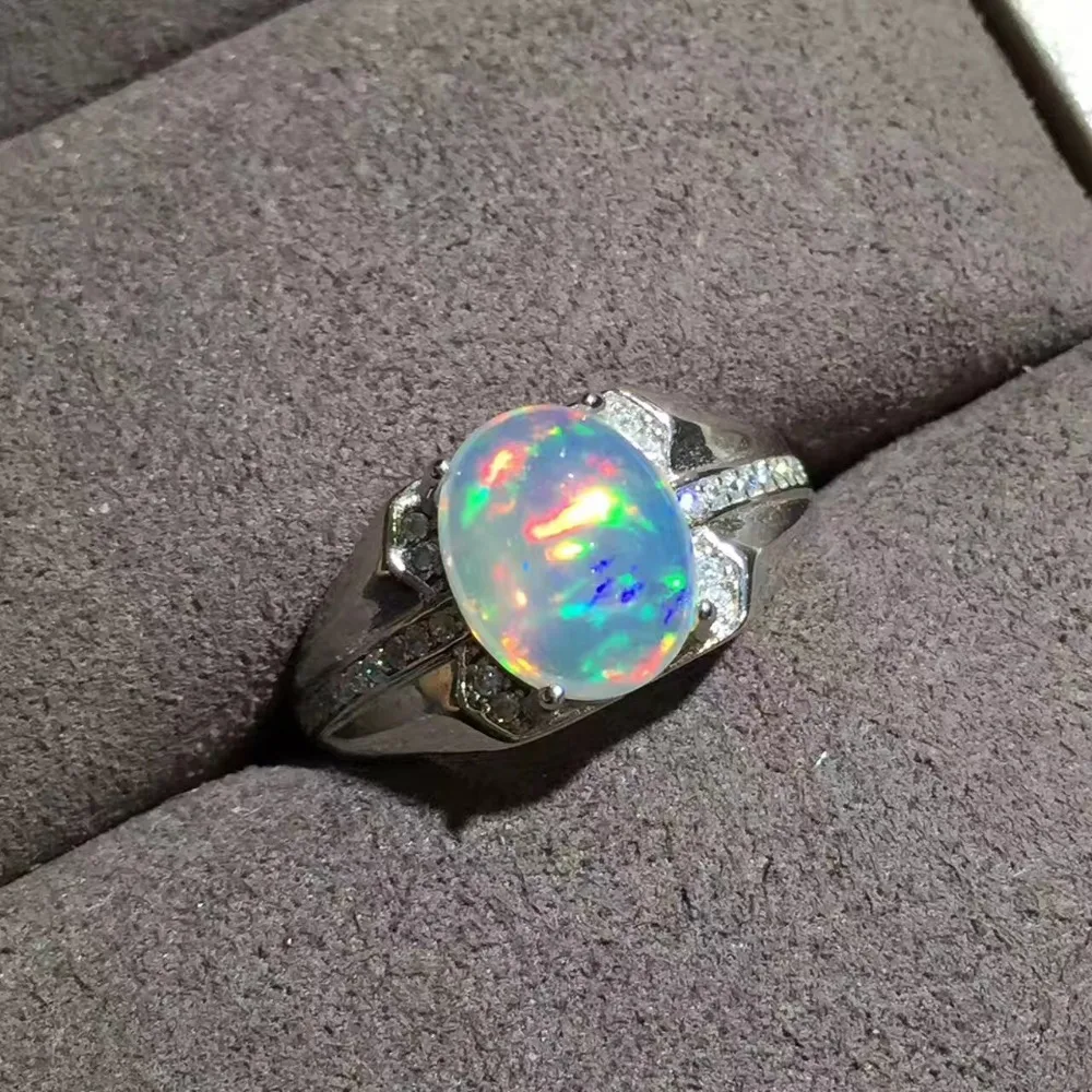 Натуральный и настоящий опал кольцо 925 стерлингового серебра ювелирные изделия и натуральных материалов опал мужское кольцо 8*10 мм