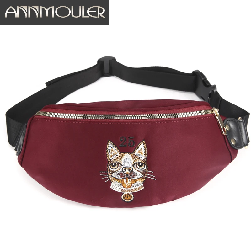 

Annmouler Fashion Women Waist Bag Polyester Ladies Fanny Pack Polyester Designer Chest Bag for Girls Large Belt Bum Bag