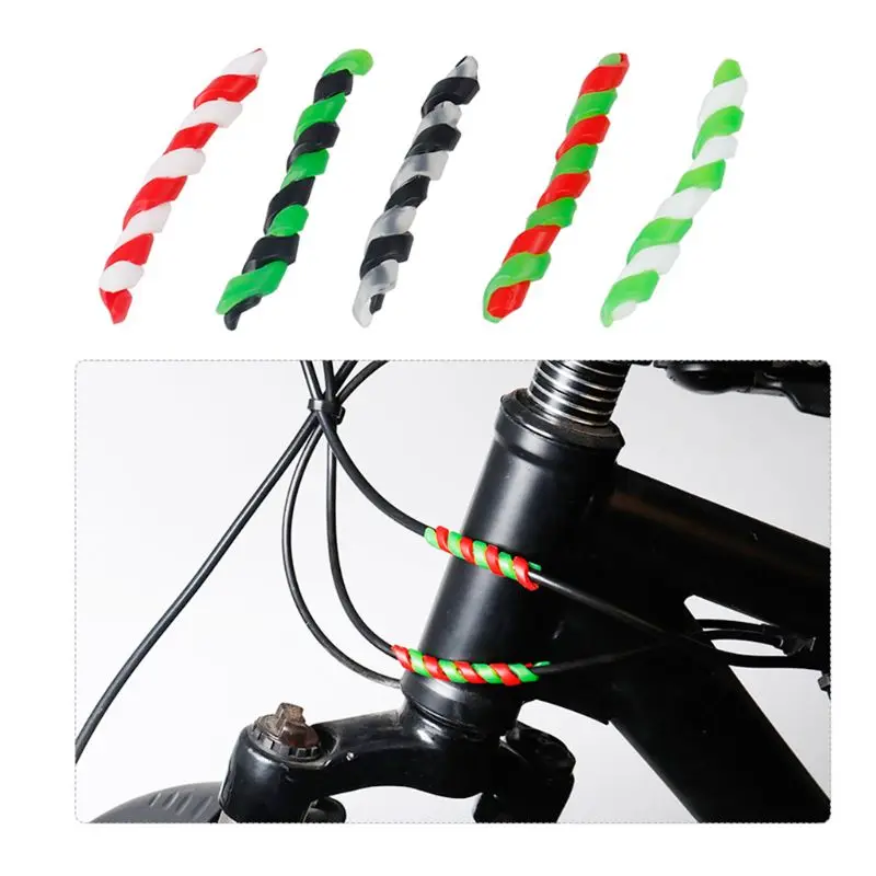 

5pcs Bicycle Brake Cable Housing Spiral Shape Protector Bike Frame Guard Line Brake Pipe Silicone Protection Cover D5BA