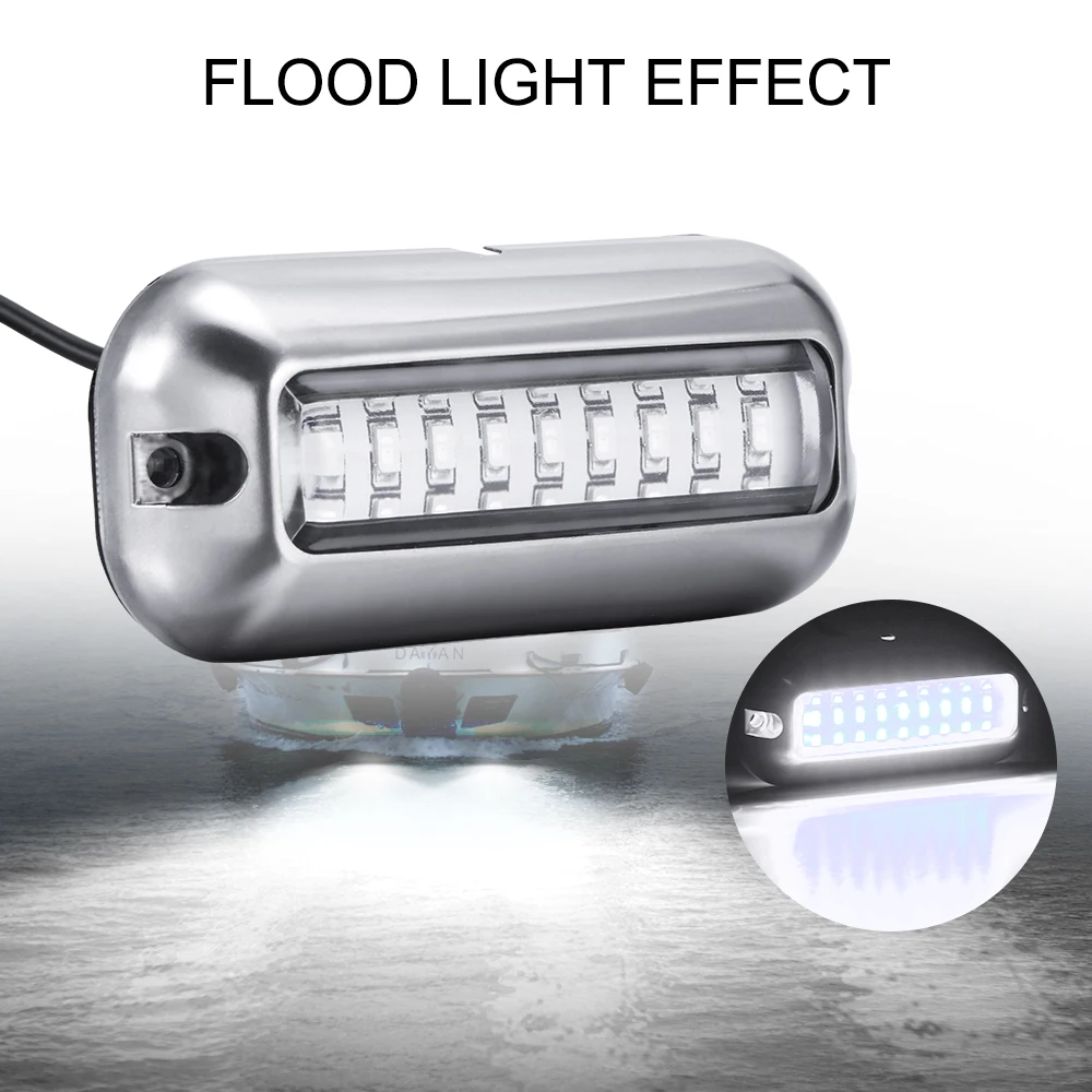 New 27 LED 50W White/Green/Blue Underwater Pontoon Boat Transom Fishing Light Underwater Waterpro Of Lamp Cover Waterproof