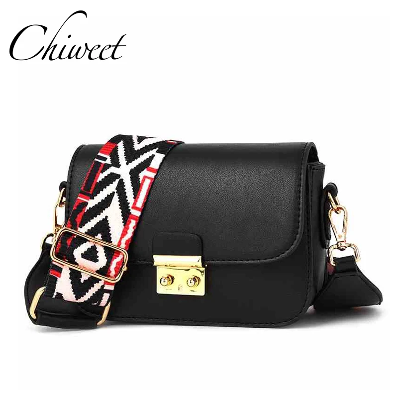 

Luxury Handbags Multicolor Wide Shoulder Strap Bag Messenger Bags Brand Women Designer Female Gold Buckle Small Crossbody Bags
