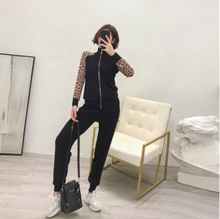  SMTHMA New Arrival Women Leopard Print Knitting Zipper Cardigans + Pencil Pants 2PCS Casual Tracksuits Jacket Trousers Sets 