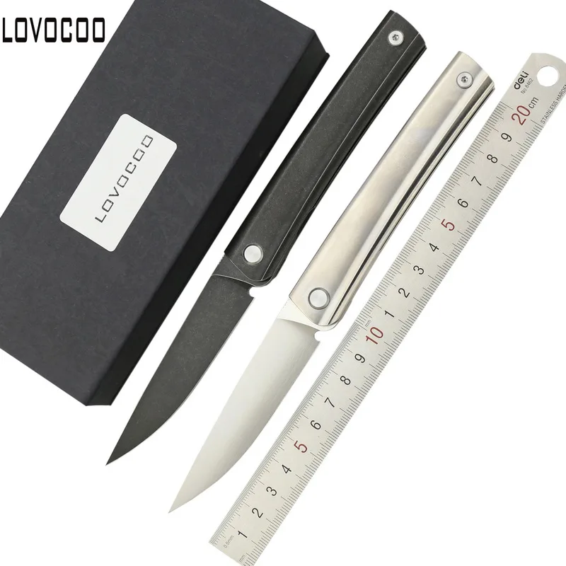 

LOCOVOO LINE New arrival D2 blade Titanium handle Flipper folding knife Outdoor camping hunting Survival pocket knives EDC tools