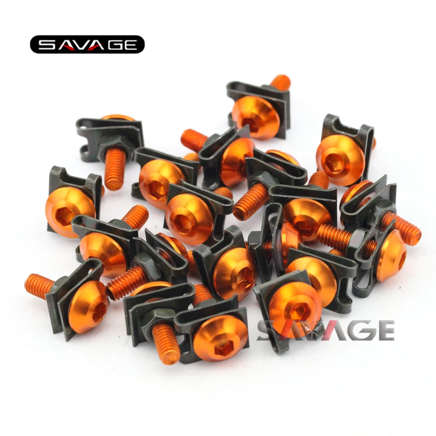 

20pcs 6mm Motorcycle CNC Aluminium Universal Body Fairing Bolts Spire Speed Fastener Clips Screw Set M6