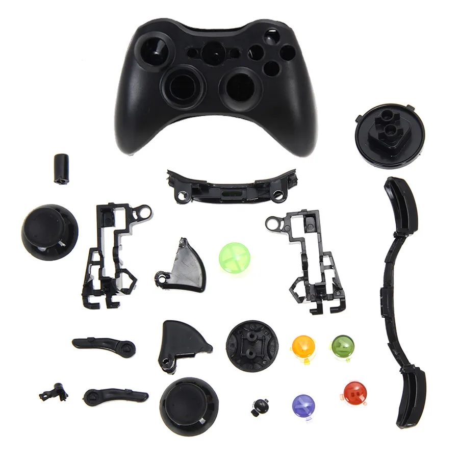 

Wireless Controller Full Case Shell Cover + Buttons for XBox 360 Black
