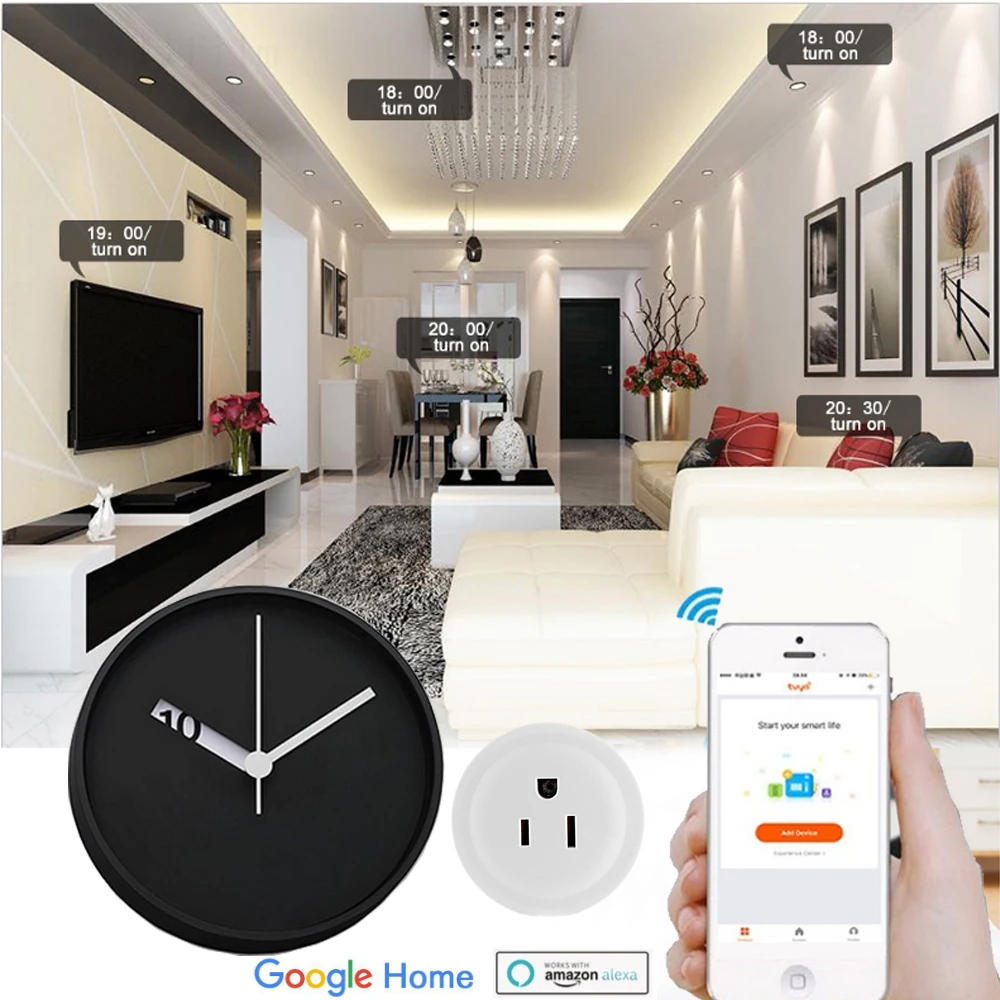 M2 Smart WiFi Plug 2.4G Wireless Remote Socket Adaptor Power on and off with phone Work With Alexa Voice Control
