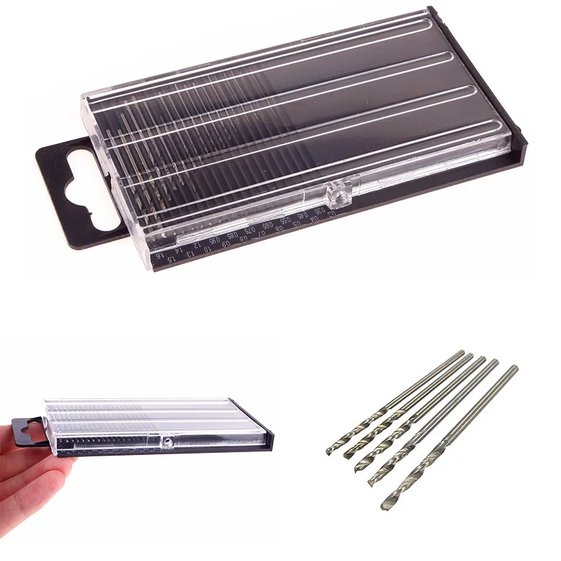 

20pcs/set 0.3mm-1.6mm Mini High Speed Steel HSS Micro Twist Drill Bit Set with Case for Model Craft Hobby Jewelly Repair