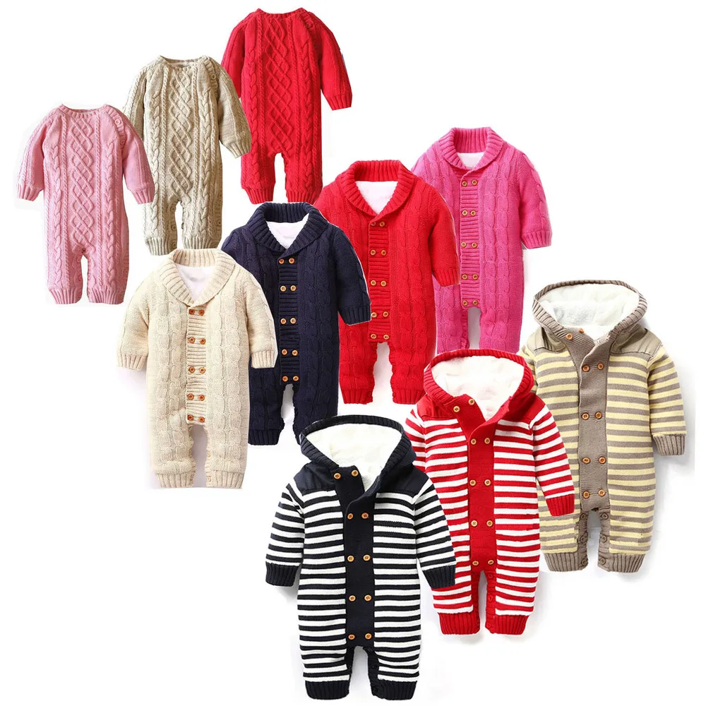 

New Plus Velvet Baby Rompers Winter Thick Cotton Boys Costume Girls Warm Clothes Kid Jumpsuit Children Outerwear Baby Wear CA428