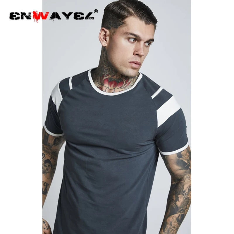 

ENWAYEL 2019 Summer New Muscle Slim Fit T Shirt Men Tops Tees Casual Male t-shirt Short Sleeves Man tshirt Fitness T104