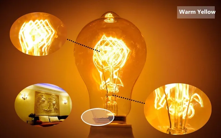 Vintage Retro Edison Filament Light Bulb Lamp E27 40W 220V Incandescent Antique Bulb Warm Yellow lampes ampoules led pour maison (15)